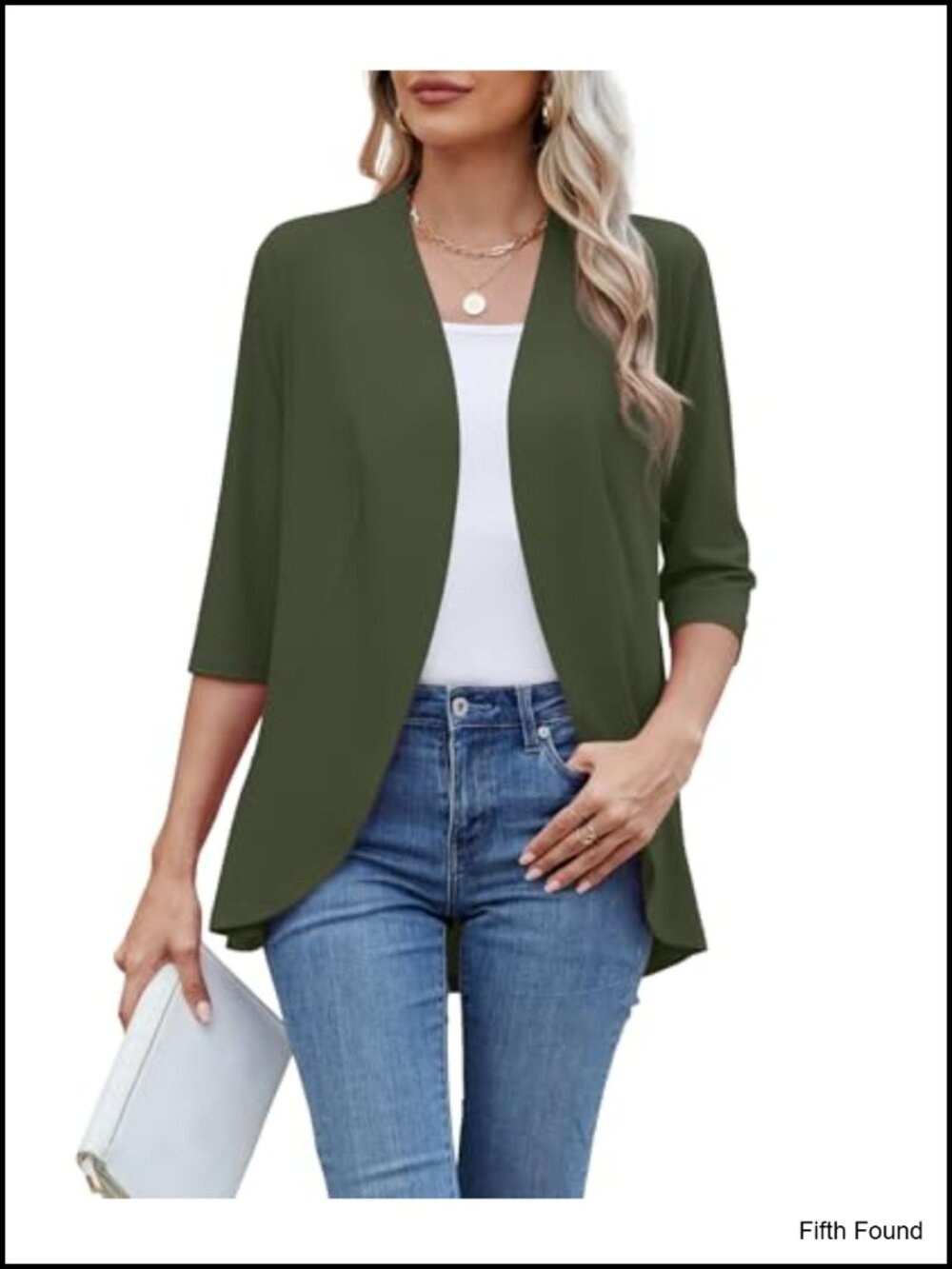 KUOTAI Women's Lightweight 3/4 Sleeve Open Front Cardigan Kimono Coverup